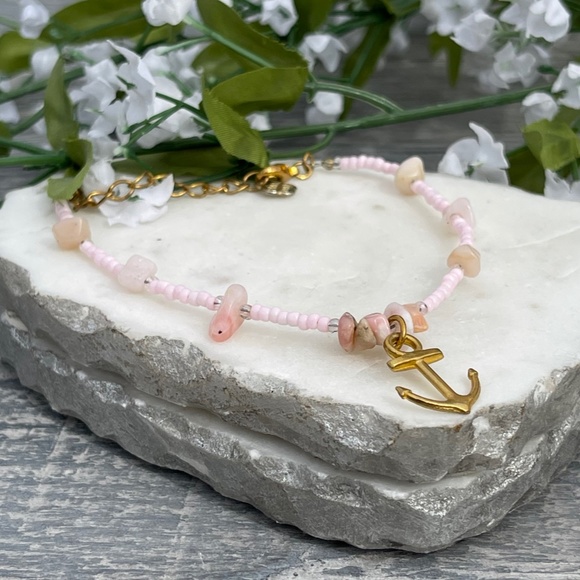 Anchor Beach Beaded Anklet - Picture 3 of 3